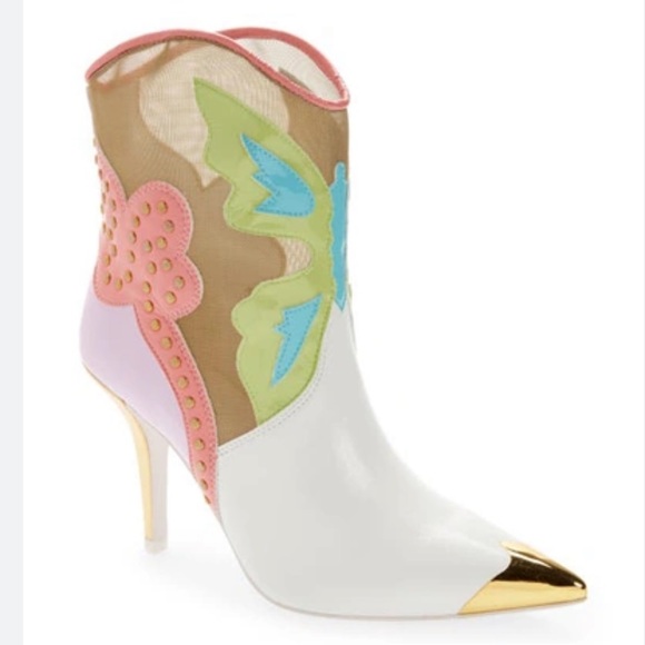 Jeffrey Campbell Shoes - Jeffrey Campbell Nevertheless Western Boot White Mesh Multi 8.5